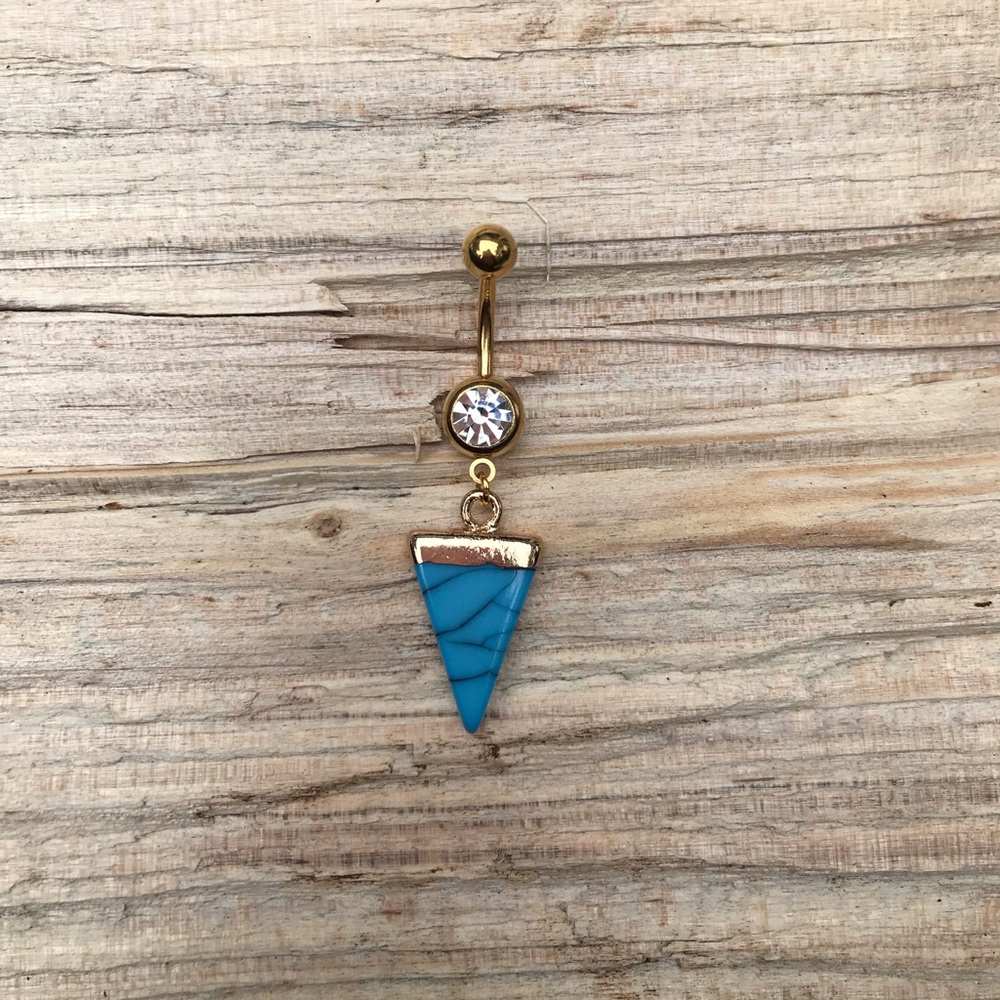 Gold Tribal Resin Stone Belly Button Ring